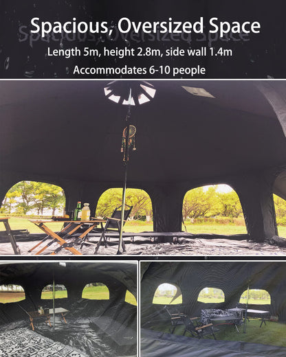 Kanggogo 5M Cotton Canvas Tent Bell - Yurts with Stove Jack，16.4ft*High9.2ft ，Breathable and Windproof,Glamping for 6/8/10Person Family Camping (8-10 People)