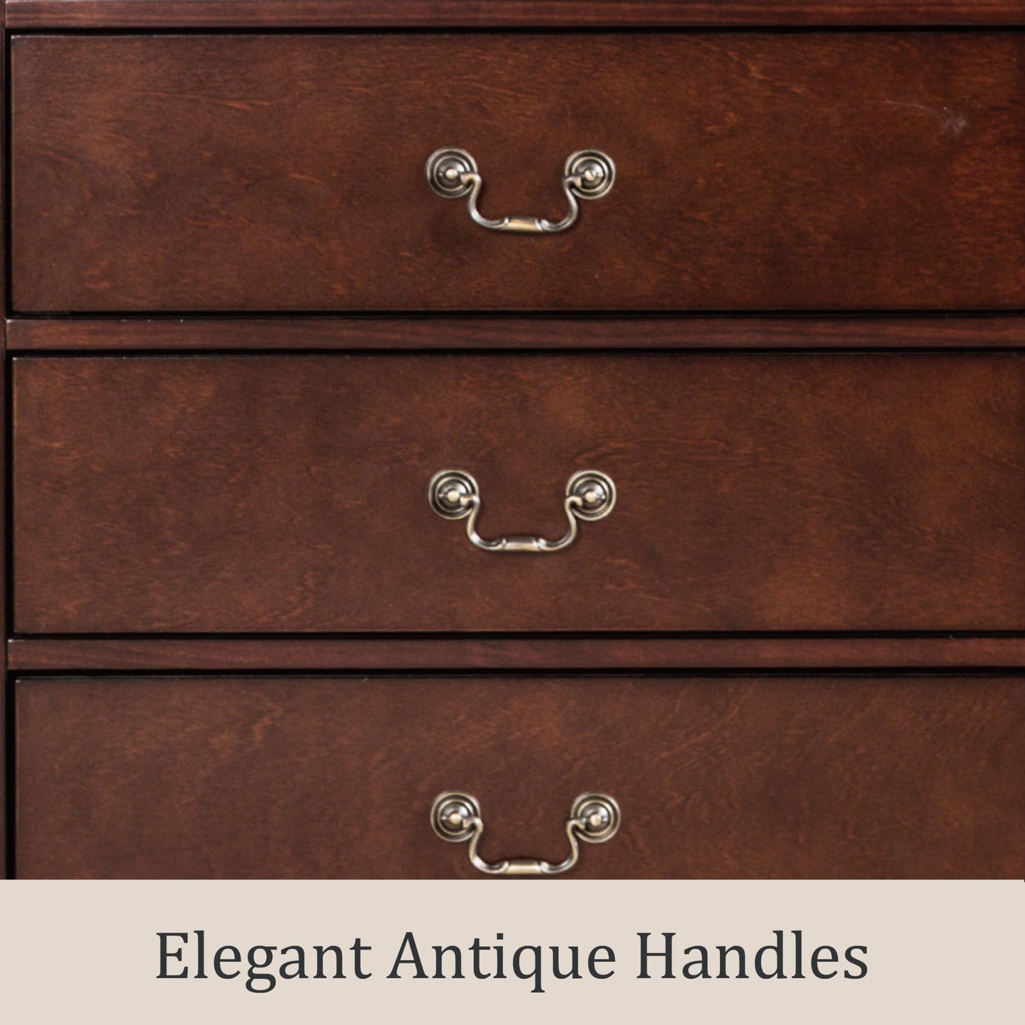 Furniture of America Louis Philippe Traditional Wooden 6 Drawer Dresser with Mirror, Vintage Bedroom Set, Accent Vanity Dressing Table with Antique Nickle Handles, Walk-in Closet, Cherry