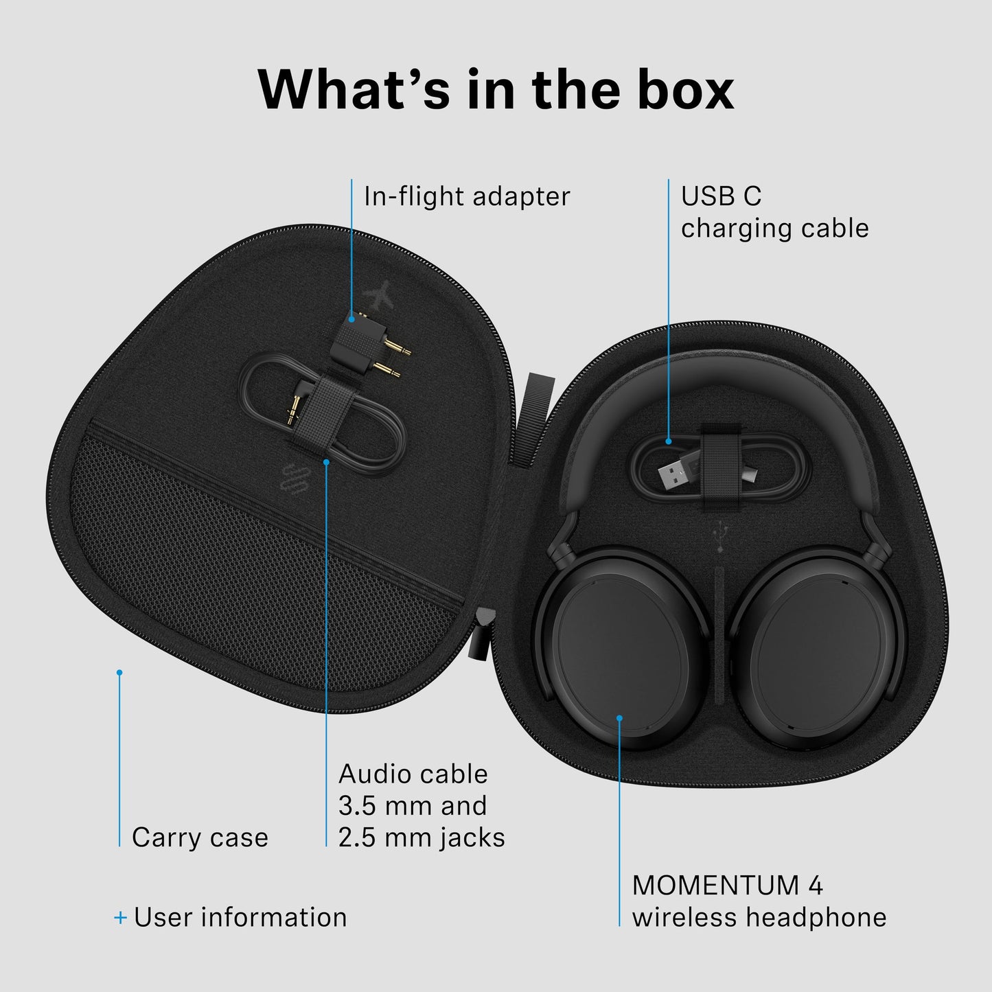 Sennheiser Momentum 4 Wireless Noise Cancelling Headphones - Bluetooth Headset for Crystal-Clear Calls with Adaptive Noise Cancellation, Over-Ear Headphones, 60h Battery Life, Folding Design, Black