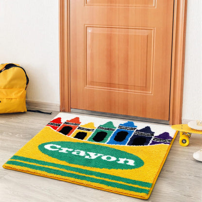 Tinideya Crayons Bathroom Rug Non Slip Rug for Classroom Graduation Appreciate Teacher Gift Back to School Home Supply