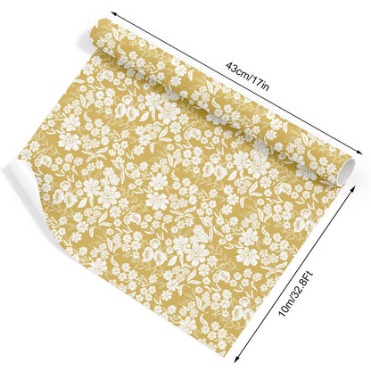 JarThenaAMCS Floral Wrapping Paper - Mini Roll - 17 In x 32.8 Ft Spring Yellow Flower Botanical Gift Wrap Paper for DIY Art Crafts Wedding Birthday Holiday Party Supplies
