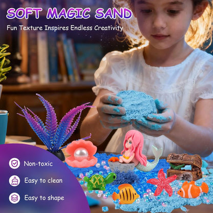 Mileonaim Mermaid Terrarium Kit for Kids - LED Night Light with Remote, DIY Arts and Crafts Birthday Gifts, Mermaid Gifts for Girls Ages 6-12