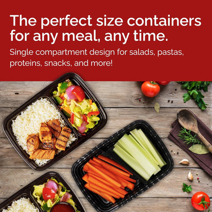 Reli. Meal Prep Containers 32 oz (25 Pack), 2 Compartment Reusable Plastic Containers for Food, Microwave Safe