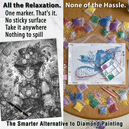 On The Dot Art - Painting Kit for Adults|Gears, Glasses, & Gadgets Victorian Steampunk 13x17 Canvas w/Dual Tip Marker|Alternative to Diamond Painting|No Tiny Pcs No Mess Gothic Fashion Frameable Gift