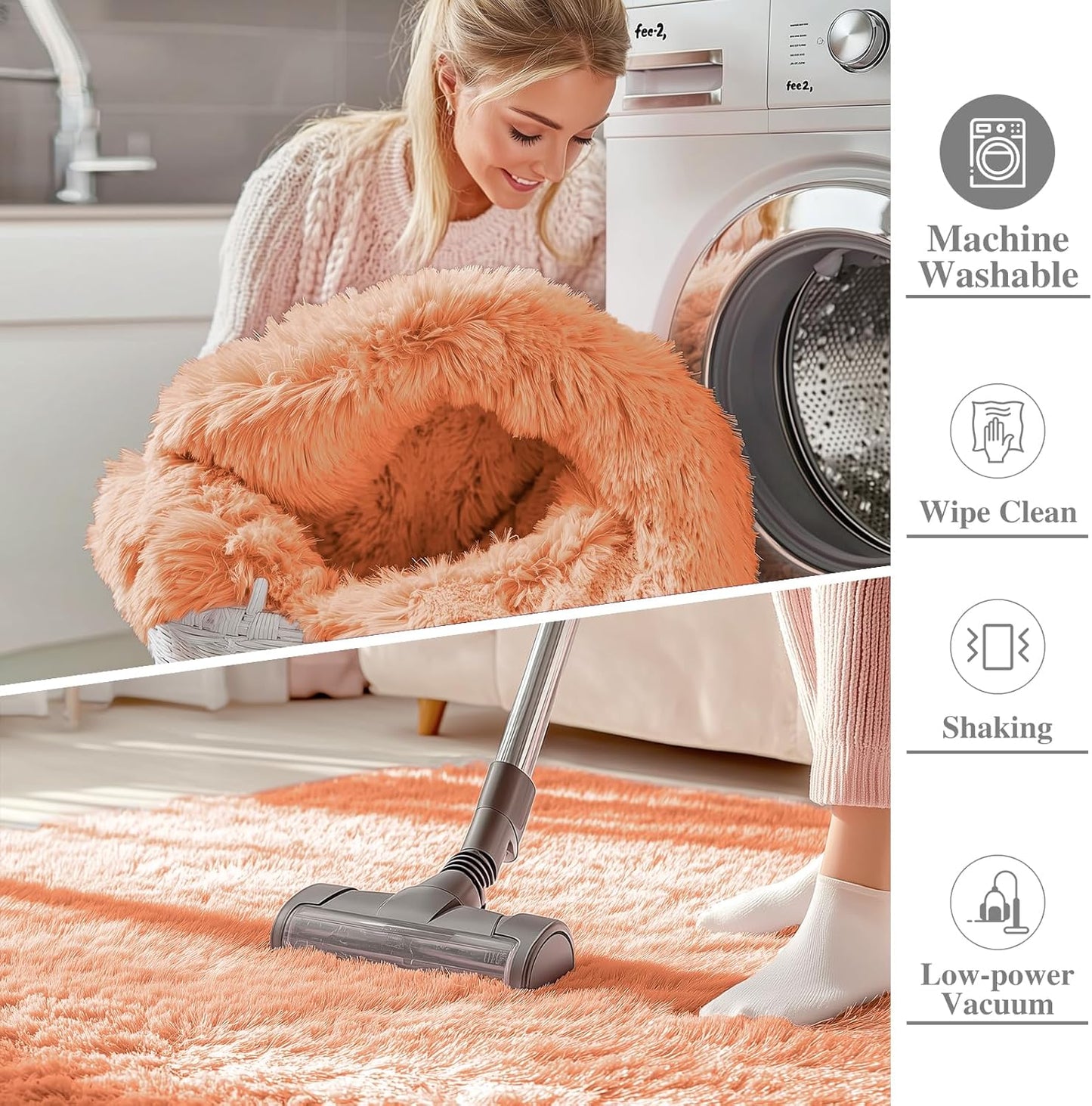 OLANLY Runner Rugs - Soft Fluffy Machine Washable 2x6 for Hallway & Bedroom | Muted Orange Decor