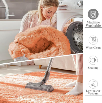 OLANLY Runner Rugs - Soft Fluffy Machine Washable 2x6 for Hallway & Bedroom | Muted Orange Decor