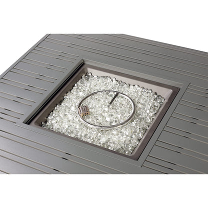 Oakland Living Square 42 in. x 42 in. Aluminum Propane Fire Pit Table with Glass Beads, Two Covers, Lid, 57,000 BTUs in Grey Finish