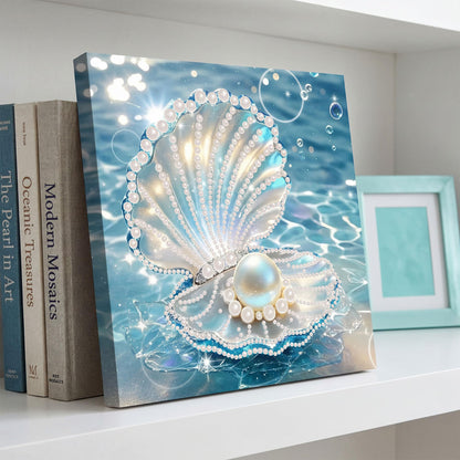 Huacan DIY 3D Pearl Painting Kit - Transparent Shell Pearl Art Craft Kit Pearl Painting with Frame for Home Wall Decor 8 * 8 Inch for Adults and Beginners