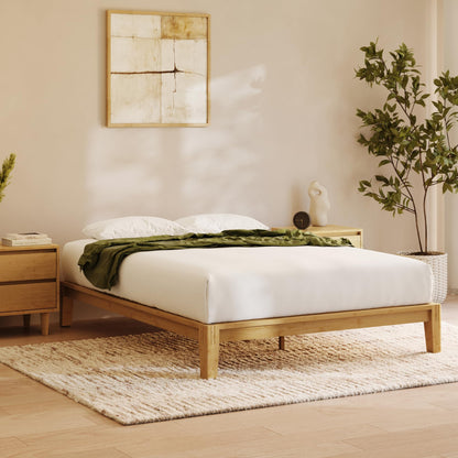 Nectar Bamboo Platform Bed Frame - King - Natural - Floating Center Support Legs - 12” Height - Easy Tool Free Set Up - Contemporary and Durable - Sturdy Wooden Support Slats - Holds Up to 800 Pounds