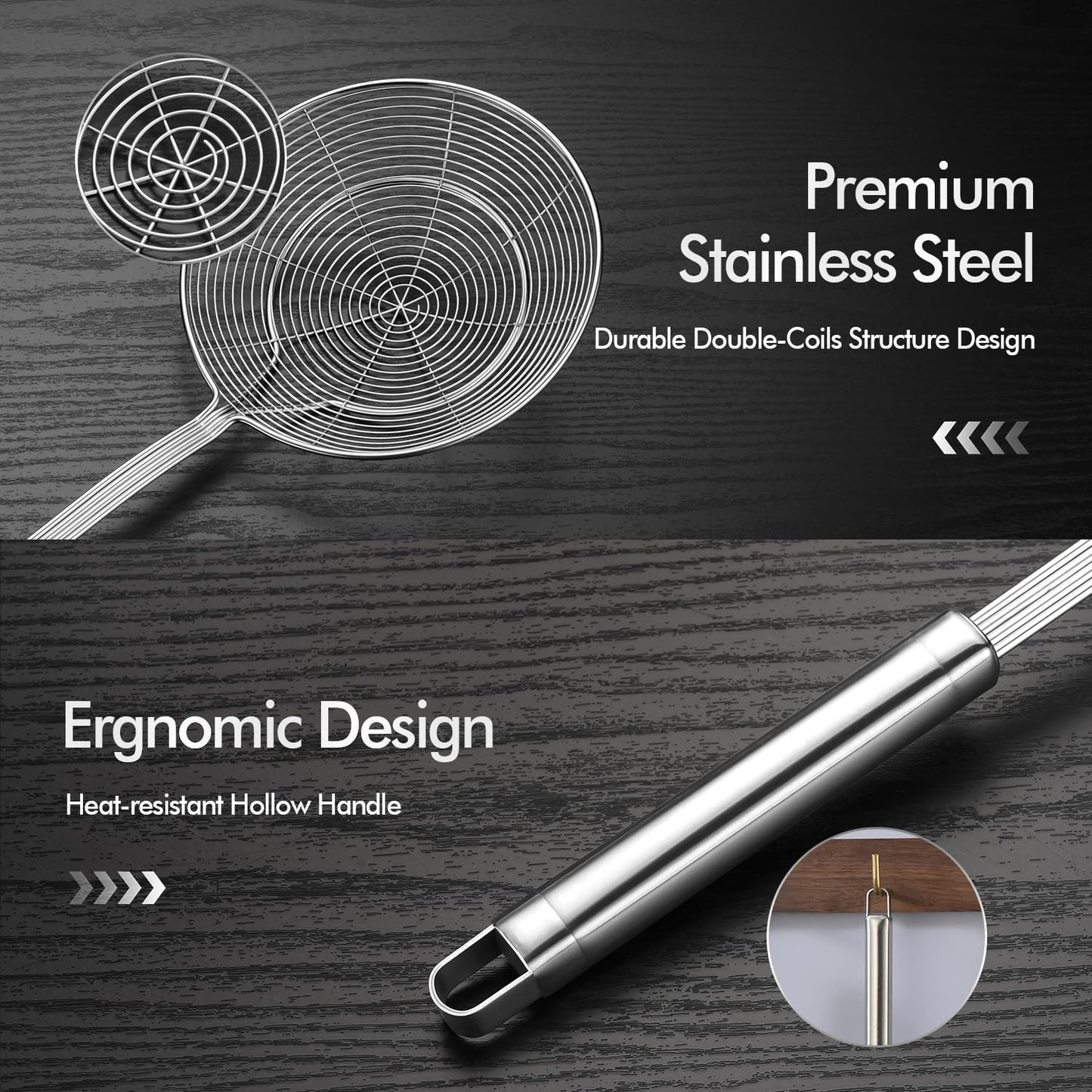 6.14 Inch Oil Spider Strainer Kitchen Cooking Tools With Mesh Filter,Stainless Steel Slotted Skimmer Spoon For Deep Fryer Basket,Strainer For Noodle,Pasta,Donut