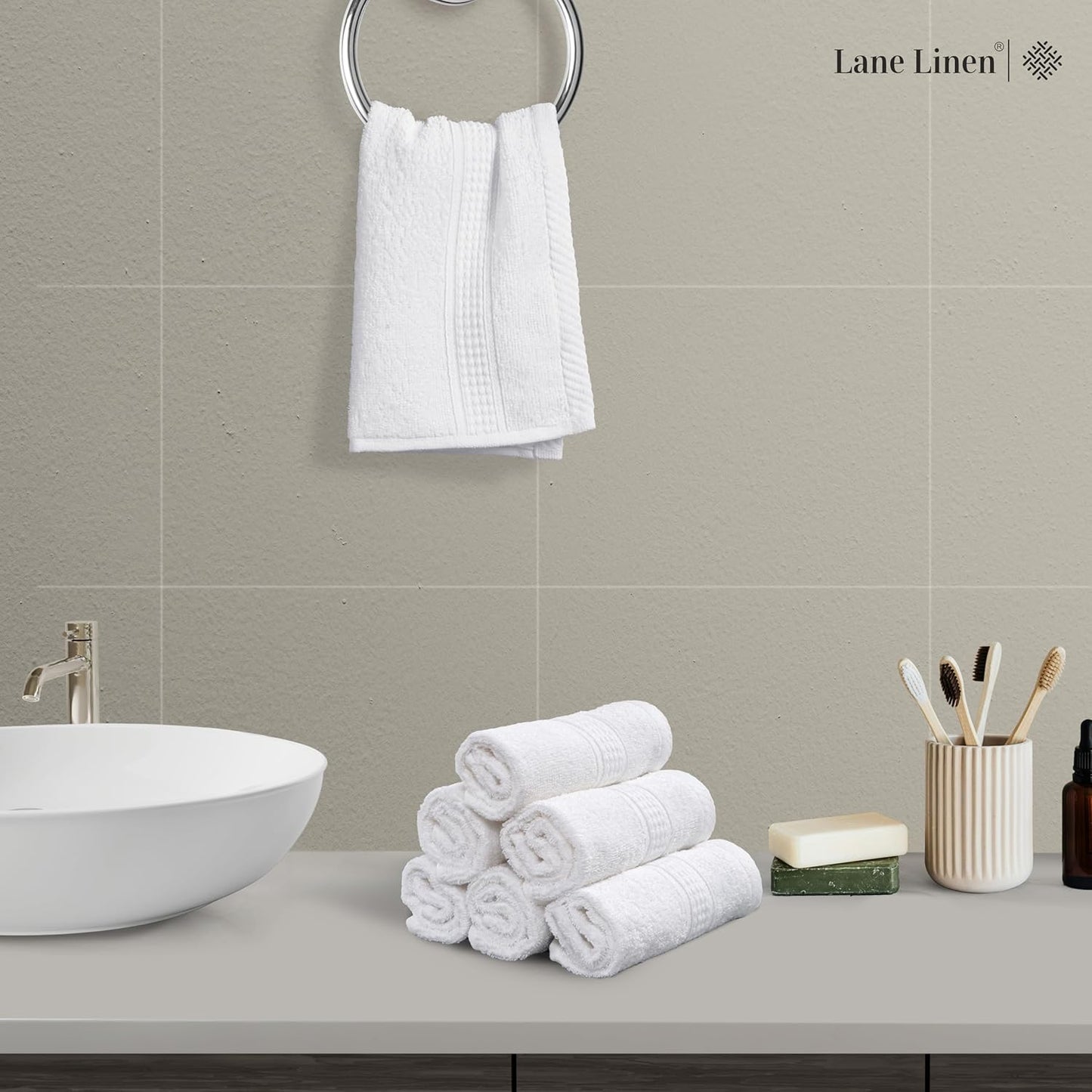 12 Set -100% LANE LINEN PC Wash Cloths Bathroom Cotton Highly Absorbent Washcloths Bulk, Premium Spa & Hotel Quality