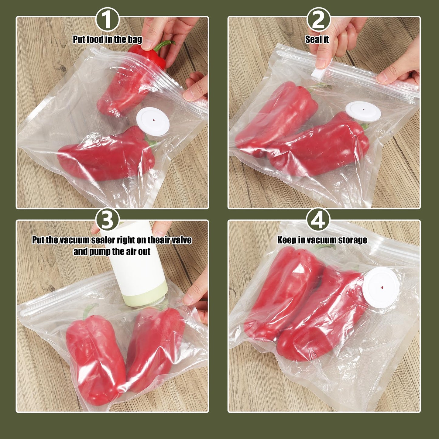 40PCS Reusable vacuum seal bags for food - 20PCS Large (13.4×10.2") And 20PCS Small (8.3×8.7") Compact Vacuum Sealer Bags, Leak-Proof Odor-Resistant for Refrigerator Outdoor Travel Food Storage