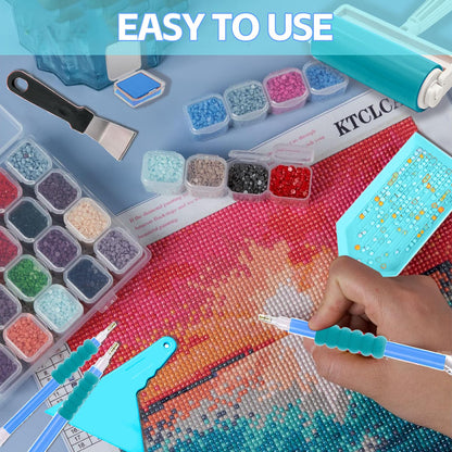 DNSGOOR 244Pcs All Inclusive Diamond Art Accessories Kit Diamond Painting A3 LED Light Pad Set with Diamond Art Sealer Glue Stand Storage Case Pens 5D Painting Tools for DIY Drill Craft