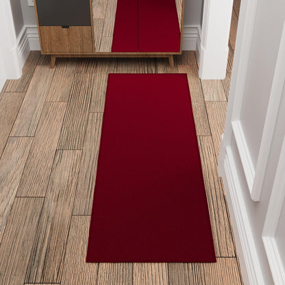 Sweet Home Stores Non-Slip Solid Design Rubberback Indoor Runner Rug for Kitchen, Hallways, Bathroom, Entrance, Bedroom 2'3" x 6', Red