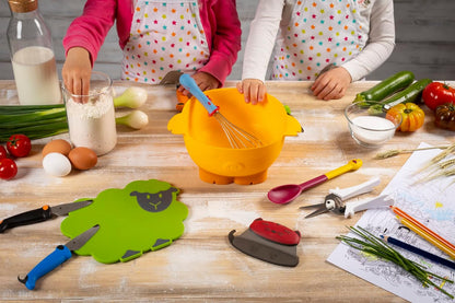 Kuhn Rikon Kinderkitchen Kids Cutting Board, Sheep, 9.8" x 9.1" x 4.3", Green Child-Friendly Kitchen Tool