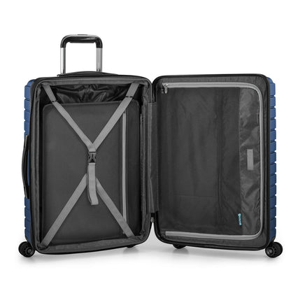 Traveler's Choice Archer Polycarbonate Hardside Spinner Luggage Set,Tie Down Straps, Blue, 2-Piece