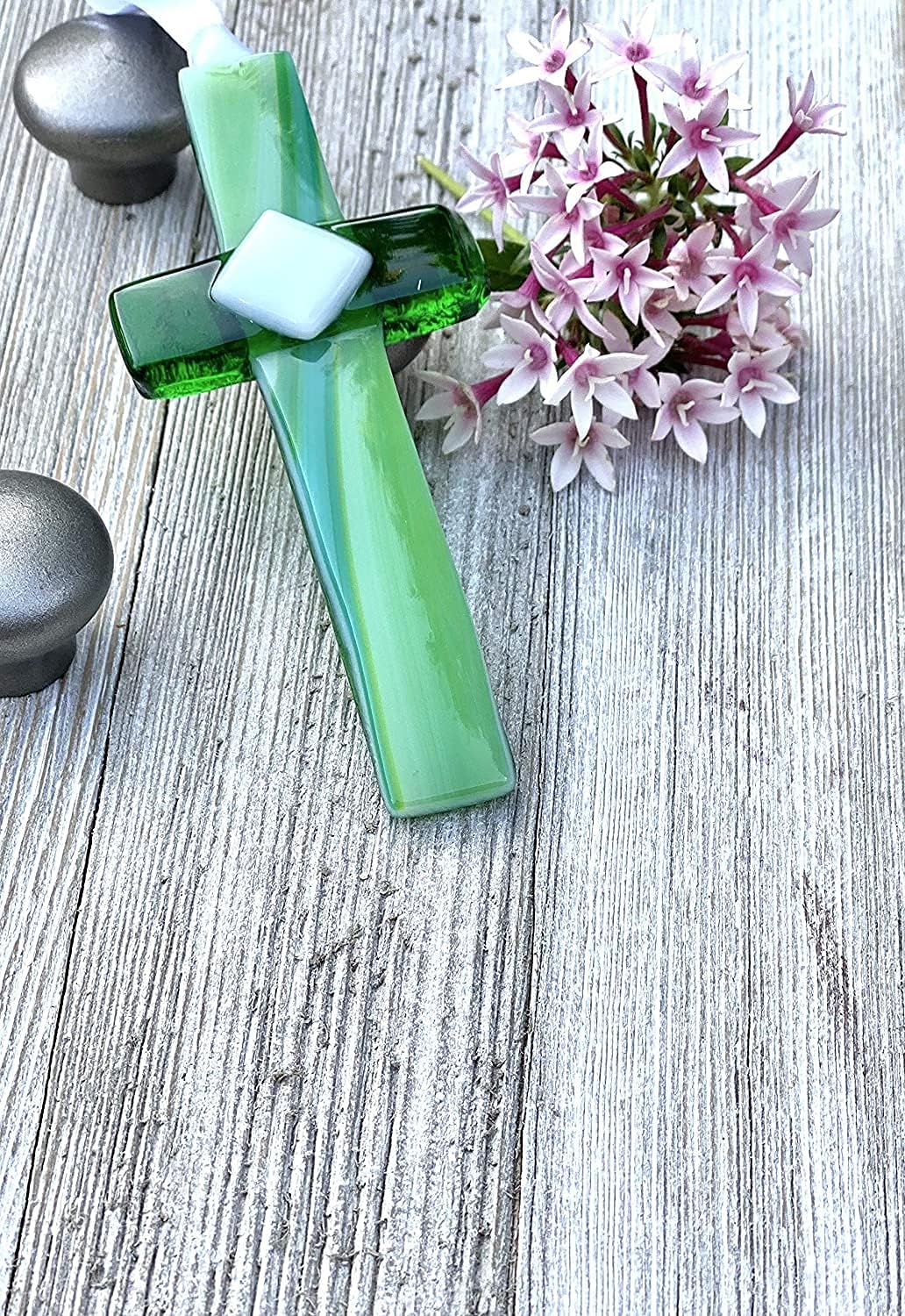 Handmade USA Glass Cross with Sentiment for Godmother - Gift from Goddaughter/Godson/Godchild for