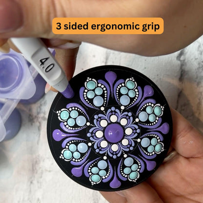 Happy Dotting Company Tools for Painting Mandalas - Patented 16pc Premium Double Ended - 28 Easy Read Sizes Plus Stylus & Ellipse Tools, Anti-Roll Grip for Rock Painting, Nail Art, Pottery and Canvas