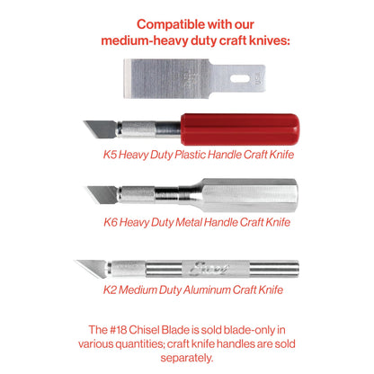 Excel Blades #18 Wood Chisel Replacement Blades, 1/2 Inch High Carbon Steel 100 Pack for Hobby Knife and Craft Knife K2 K5 K6 Handles, Precision Detail Carving on Wood Plastic Foam, Made in USA