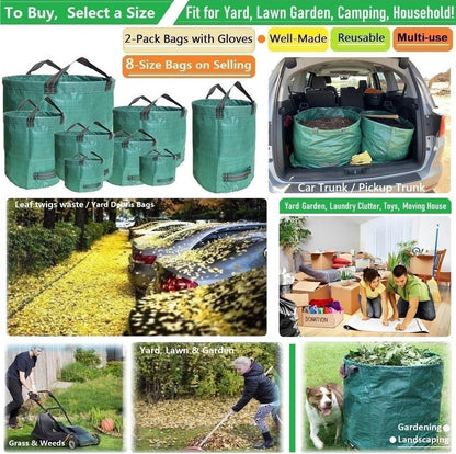 2-Pack 46 (D26,H19 4 Standard Gallon Lawn Garden Bags in) Yard Waste Bags W/Gardening Gloves for Leaf Bag,Yard