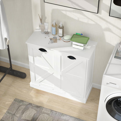 agnixnaf White Sorter Cabinet, Two-Compartment, Tilt-Out Laundry, Easy to Maintain, Storage Organizer for Living Room, Bedroom