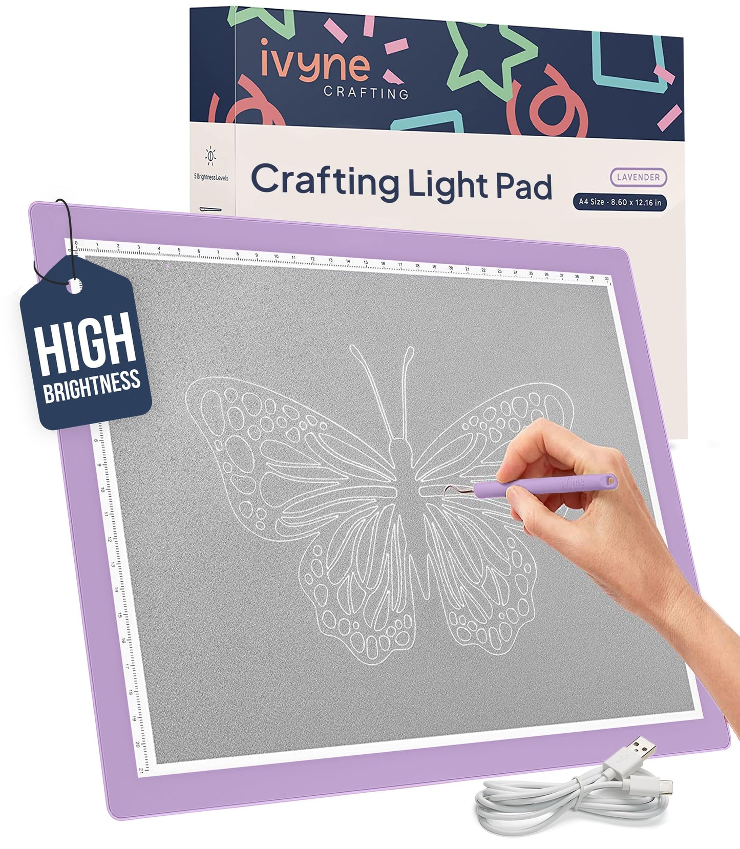 iVyne Corded Light Pad for Weeding Vinyl - A4 Light Box for Drawing - Light Board for Tracing - Light Box for Diamond Painting, Weeding Vinyl, Sketching, Tracing (Purple)