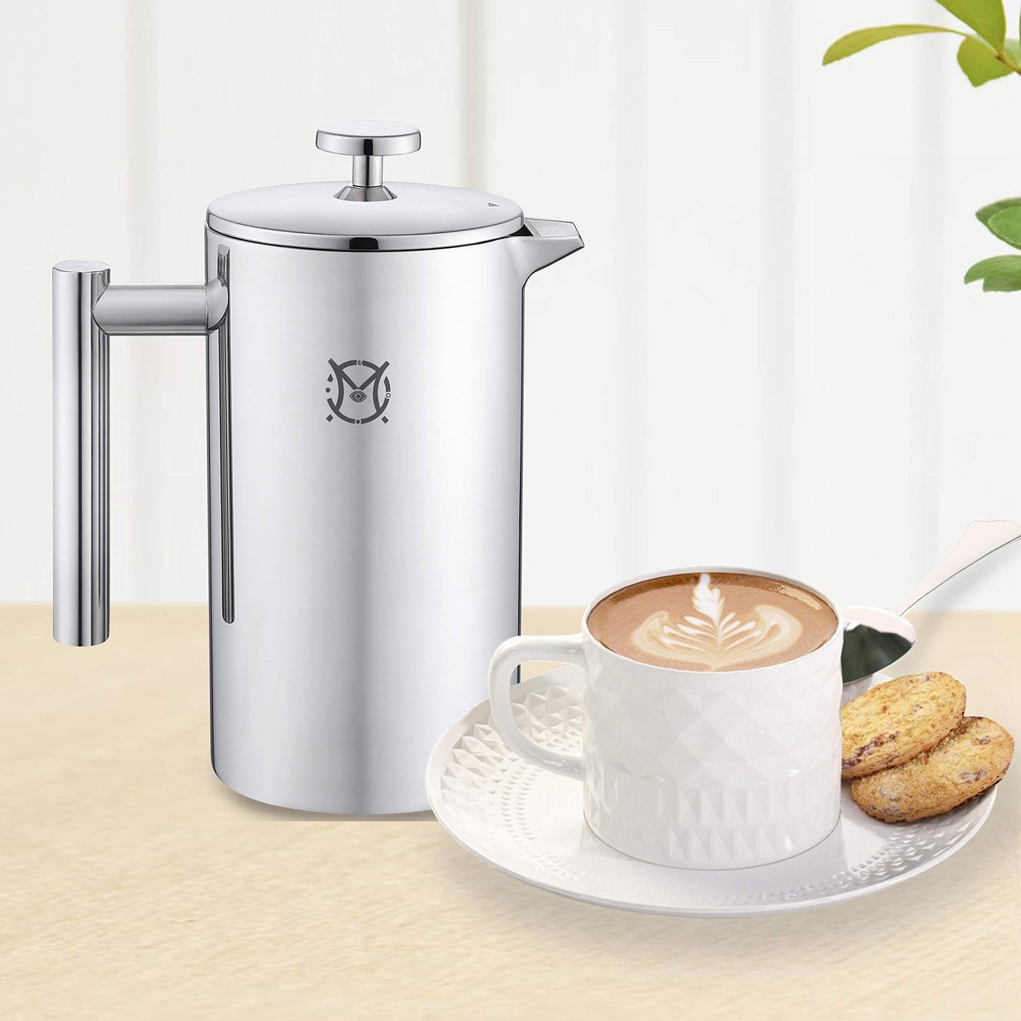 MAGICAFÉ French Press Coffee Maker – 2 Cups Small Stainless Steel Coffee Maker Double Walled French Press 750ML/24OZ