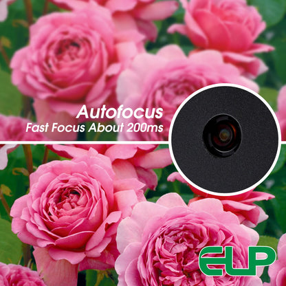 ELP 48MP Autofocus USB Camera with Metal Case for Computer Wide Angle 70degree No Distortion Lens Webcam Mini UVC USB2.0 PC Camera CCTV Video Industrial Lightburn Camera for Raspberry pi Jetson Nano