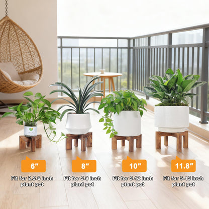 Vigordream Plant Stand, Indoor/Outdoor Wood Plant Holder, Single Flower Pot Stand, Sturdy Planter Stands, Fit 5-15 Inch Pots