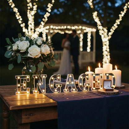 U2KEERE Engaged LED Light up Letter - Mirror Surface Marquee Letter Neon Light Sign for Engagement Wedding Bridal Shower Party Decorations