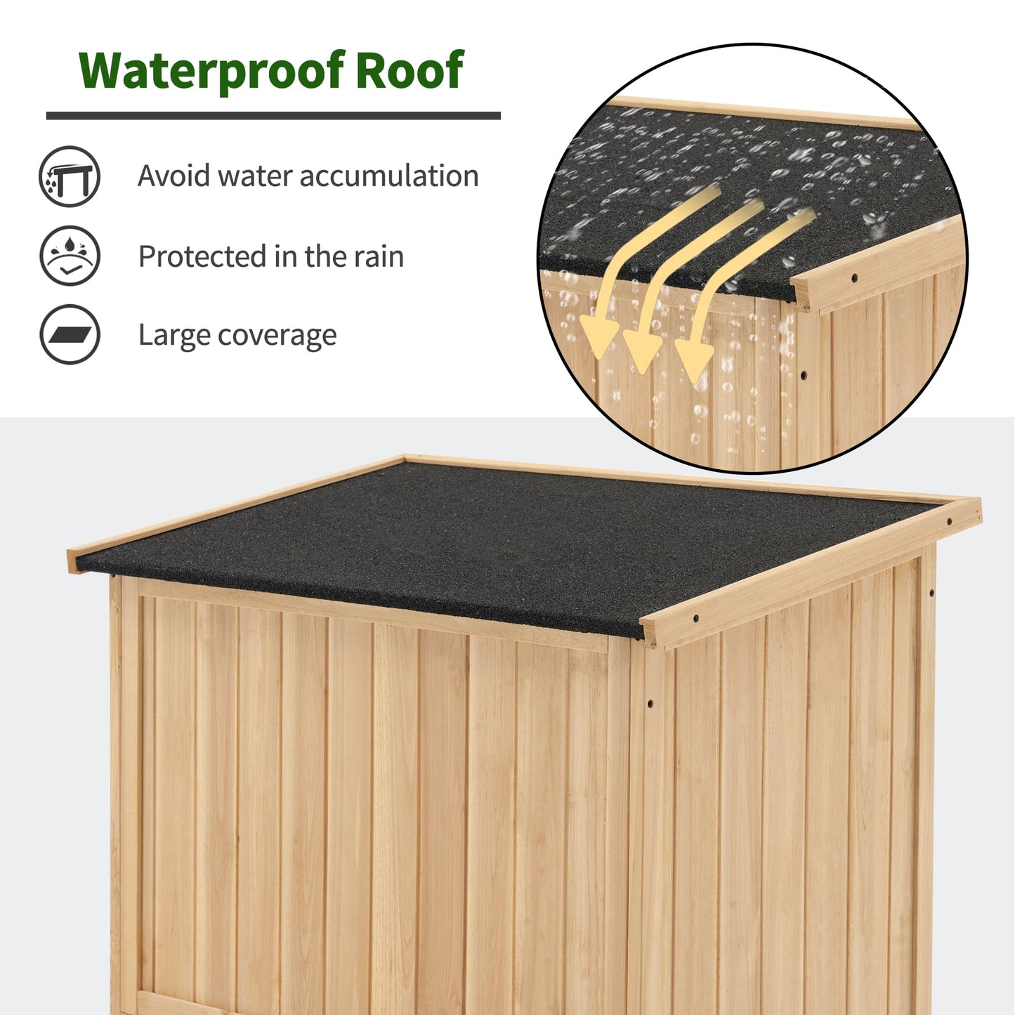 MCombo Outdoor Storage Cabinet, Wooden Storage Shed with Latch, Outside Garden Tool Shed with 2 Doors for Patio Yard Lawn, 0808 (Natural, Medium)