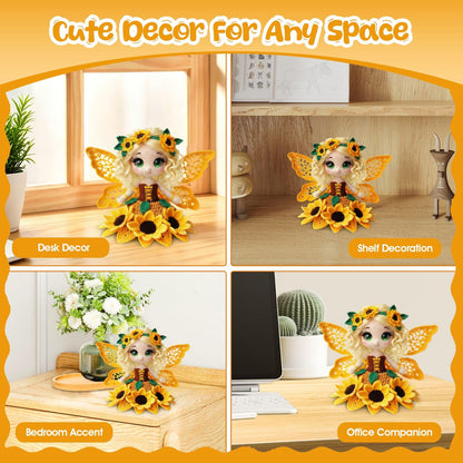 Morcolplus Sunflower Crochet Kit for Beginners & Adults, Amigurumi Crochet Flower Starter Kit with Video Tutorials, DIY Yarn Craft Kit, Handmade Sunflower Doll Gift for Women & Home Decor