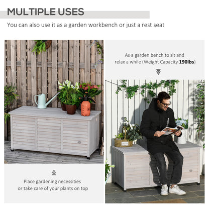 Havemies 75 Gallon Wooden Deck Box, Outdoor Storage Container with Aerating Gap & Weather-Fighting Finish, Grey