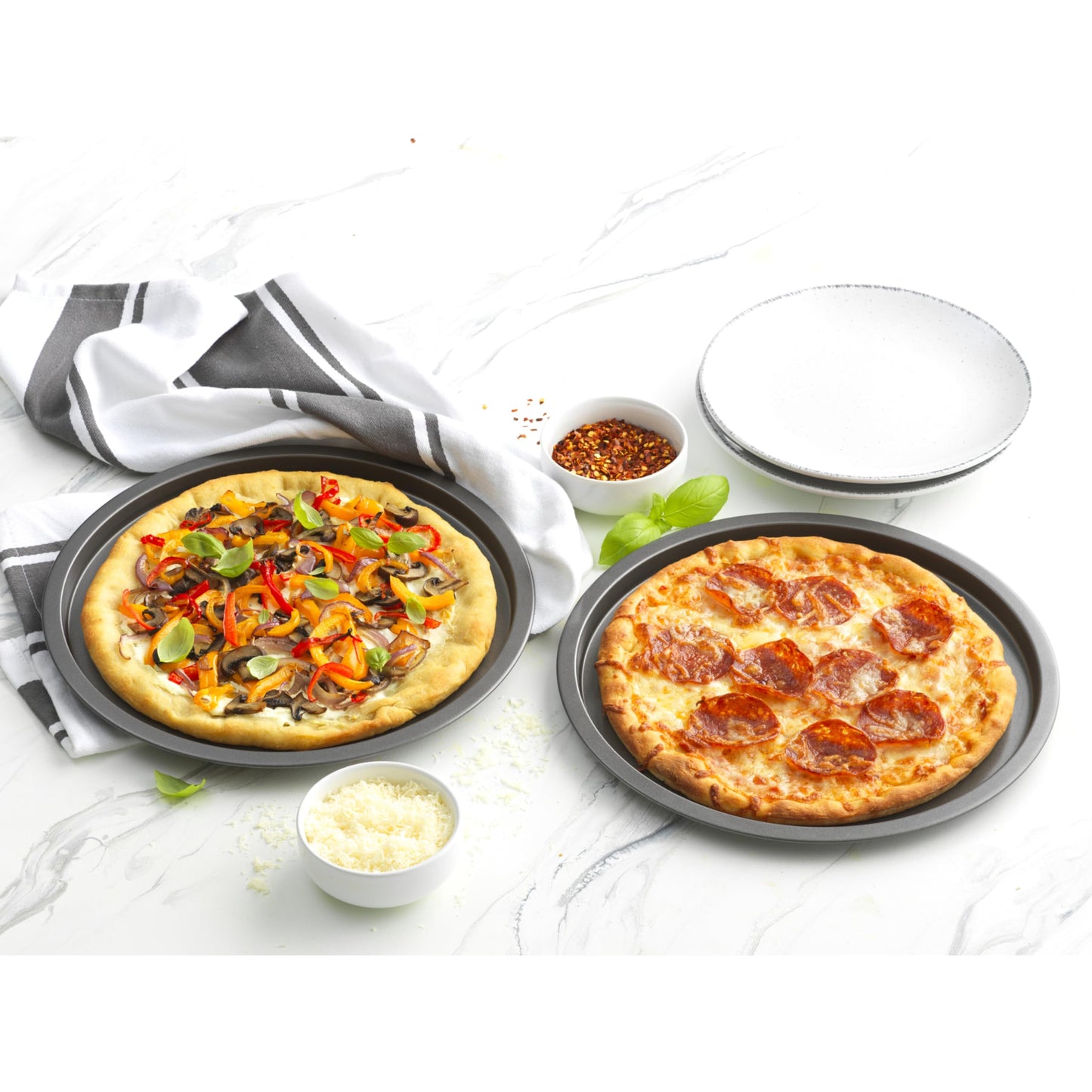 GoodCook Everyday Personal Pizza Pans 10-Inch Nonstick Scratch-Resistant Steel, Set of 2, Gray
