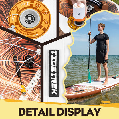 TIDETREK 11'6" Inflatable Stand Up Paddle Boards, Premium SUP Accessories, Non-Slip Comfort Deck for Youth & Adults (Amber Drift/Kayak Seat)