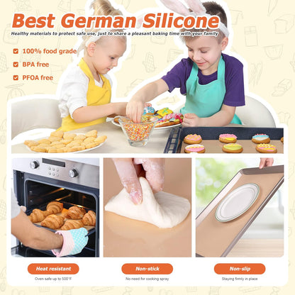 Silicone Baking Mat Roll, Best German Silicone Non-Slip Pastry Mat, Reusable Oven Liner, 12IN x 8FT