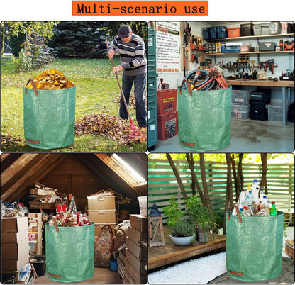 MHXWNHA 2-Pack 80 (33H 26D Inches) 4 Gallon x Reusable Standable Yard Waste Bags with Handles for Leaves, Debris, Grass
