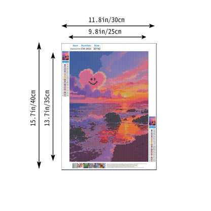 YANTOHOM 5d DIY Cloud Sunset Beach Diamond Art Kits for Adults Home Wall Decor, 12x16inch