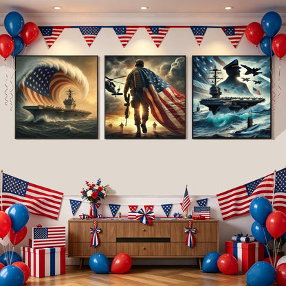 ajepon 3 Pack Independence Day Diamond Art Kits for Adults - Independence 5D Diamond Painting, Gem Art for Adults, Gem Painting Kits for Wall Home Decor Arts Craft 12x12inch
