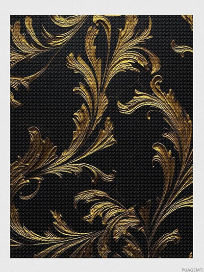PUAGEMTI Diamond Painting Kits for Adults DIY Full Drill Diamond Dots Paintings Black and Gold Round 5D Diamonds Art Kits for Beginners Paint by Diamonds Gem Art for Home Wall Decor 12" x 16"