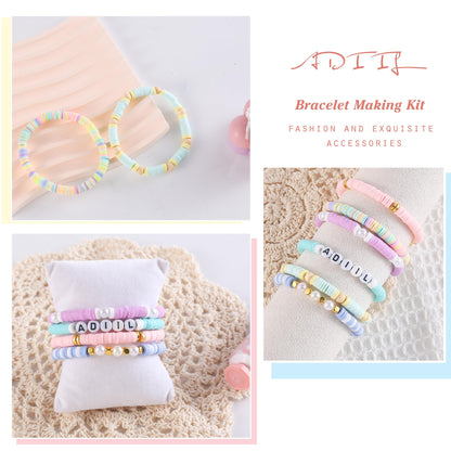 ADIIL 7200pcs Clay Beads Bracelet Making Kit, 6mm Polymer Heishi Beads for Jewelry Making, Friendship Bracelet Kit Birthday Gift for Adults Colorful