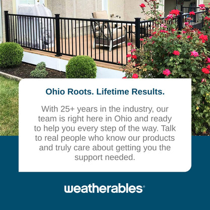 Weatherables 42 in. H x 5 ft. W Stanford Gate Kit – Aluminum Porch & Deck Railing Gate with Black Powder-Coated Finish, Adjustable Outdoor Entry Gate