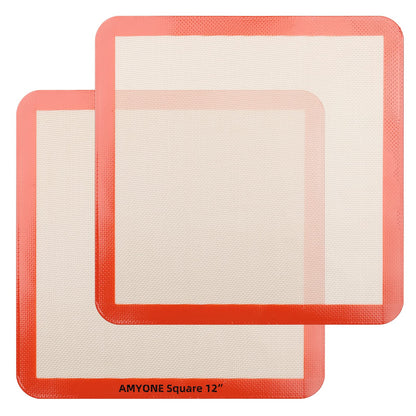 Square Silicone Baking Mats for 12 Inch Cake Pan/12x12 Cheesecake Pan/Toaster Oven/XL Air Fryer, 11.75"Square Food Grade Silicone Mat for Baking Sheet for Cake/Pastry/Torte/Pie, Non-Stick&Reusable2PCS