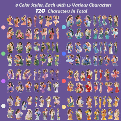 JOYCHOIC Scrapbook Stickers Set, 240Pcs People Sticker for Journaling and Scrapbooking, Junk Journal Supplies, Washi Materials, Women Ladies Planner DIY Arts Craft