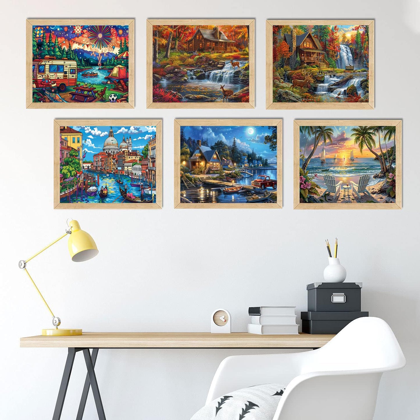 DOTSOPS Diamond Painting Kits Art Adults Painting Kit Crafts DIY 5D Diamond Art Packs Kits Full for Adults Beginner Home Wall Decoration Gift 11.8x15.7 Inches (6 Pack Landscape City)