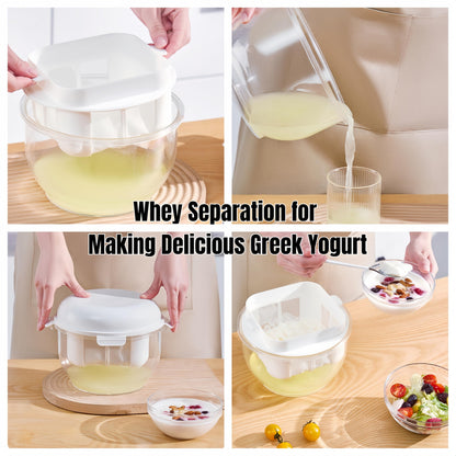 Yogurt Strainer with Spring-[2.2QT/0.56GAL] Large Capacity, [1.16QT/0.29GAL] Filter Volume, 304 Stainless Steel Mesh Yogurt Maker, BPA-Free Detachable Greek Yogurt Strainer for Homemade Thick Yogurt