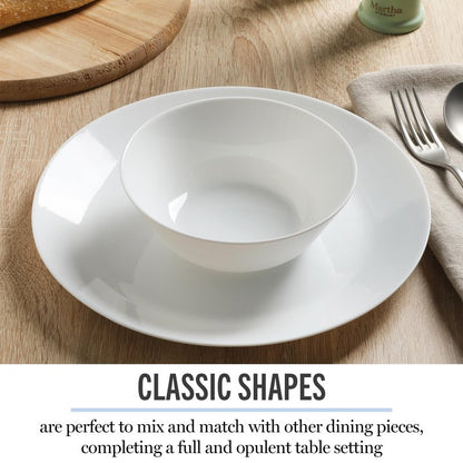Martha Stewart Opalton 6-Piece 6-Inch Soup and Cereal Bowls – Lightweight, Chip and Break Resistant Opal Glass Bowls for Everyday Use