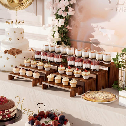 2 Set Wooden Tiered Risers Display Stands for Vendor Events,Stackable Wooden Cupcake Display Stand,Farmhouse Decor Wood Dessert Table Display Set,Vendor Booth Display Items,Food Display Risers for Party（12-11.2-10.4-9.6IN）