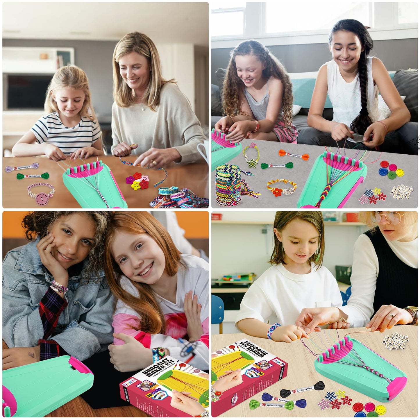Friendship Bracelet Making Kit for Girls Ages 8-12, Kids Jewelry Making Kit with 28 Pre-Cut Threads and Letter Beads, Arts and Crafts for Kids, Birthday Easter Gifts for 6 7 8 9 10 11 12 Year Old