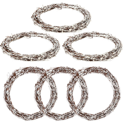 KUKLIPJIM 6 Pcs 12 inch Natural Grapevine Wreath Set, Hand-Woven Vine Branch Wreaths for DIY Crafts, Christmas Decorations, Home & Event Styling(White)